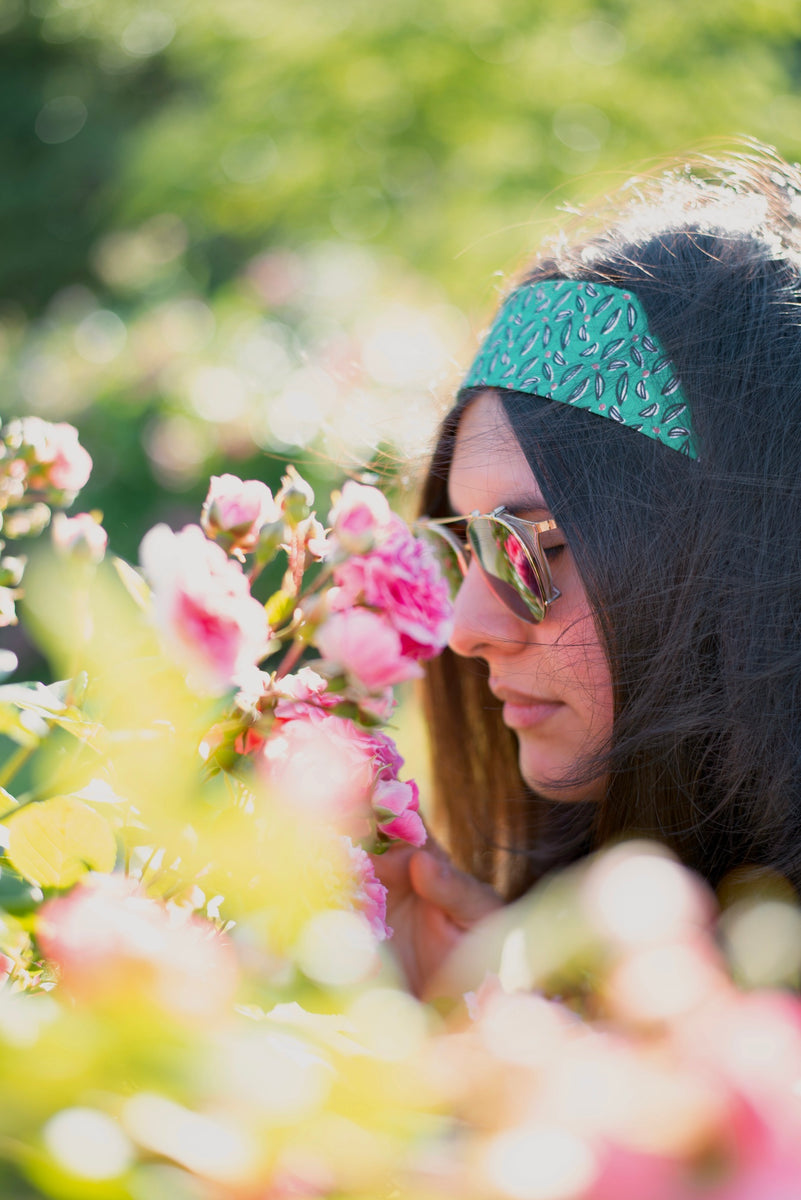 HEADBAND TURBAN - Blanc Coton Bio Fleuri – Chouchou d'Amour