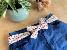 Charger l'image dans la galerie, CEINTURE FOULARD - Popeline Ivoire Rose Rouge en Cœur