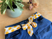 Charger l'image dans la galerie, CEINTURE FOULARD - Popeline Viscose Blanc Pois Jaune