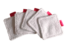 Charger l'image dans la galerie, LINGETTES 100% Coton éponge - Lot de 5 Fleuri (Panier en option) Vert d'Eau et Rose