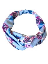 Charger l'image dans la galerie, HEADBAND TURBAN - Fleuri Bleu et Rose