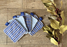 Charger l'image dans la galerie, LINGETTES 100% Coton éponge - Lot de 5 Bleues (Panier en option)