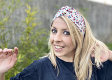 Charger l'image dans la galerie, HEADBAND TURBAN - Blanc Coton Bio Fleuri