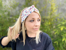 Charger l'image dans la galerie, HEADBAND TURBAN - Blanc Coton Bio Fleuri