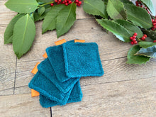 Charger l'image dans la galerie, LINGETTES 100% Coton éponge - Lot de 5 Bleu Canard Perroquet (Panier en option)