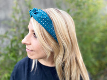 Charger l'image dans la galerie, HEADBAND TURBAN - Bleu Canard à Pois