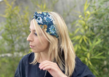 Charger l'image dans la galerie, HEADBAND TURBAN - Bleu Canard Mint Floral