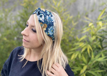 Charger l'image dans la galerie, HEADBAND TURBAN - Bleu Canard Mint Floral