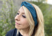Charger l'image dans la galerie, HEADBAND TURBAN - Bleu Canard à Pois