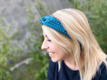 Charger l'image dans la galerie, HEADBAND TURBAN - Bleu Canard à Pois