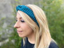 Charger l'image dans la galerie, HEADBAND TURBAN - Bleu Canard à Pois