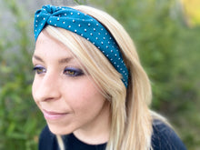 Charger l'image dans la galerie, HEADBAND TURBAN - Bleu Canard à Pois