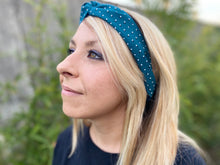 Charger l'image dans la galerie, HEADBAND TURBAN - Bleu Canard à Pois