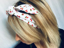 Charger l&#39;image dans la galerie, HEADBAND À NOUER - Blanc imprimé Cerises et Framboises
