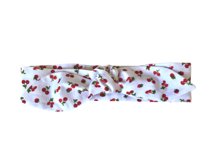 HEADBAND À NOUER - Blanc imprimé Cerises et Framboises