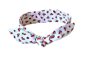 HEADBAND À NOUER - Blanc imprimé Cerises et Framboises