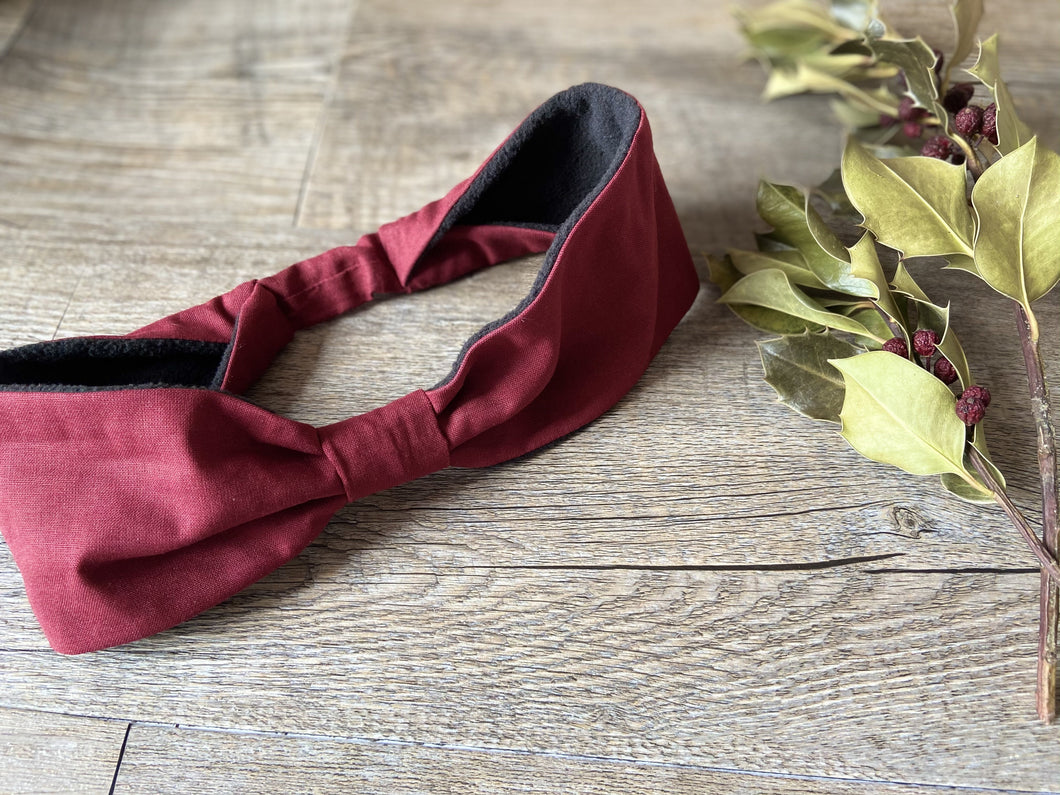 COSY HEADBAND HIVER - Bordeaux Coton Bio, Certifié Oeko-tex