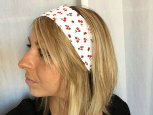 HEADBAND À NOUER - Blanc imprimé Cerises et Framboises