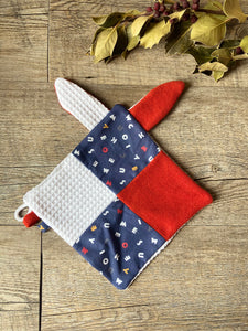 DOUDOU À OREILLES DE LAPIN - Bleu Rouge Mickey