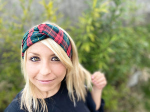 HEADBAND TURBAN - Rouge et Vert Traditional Scottish